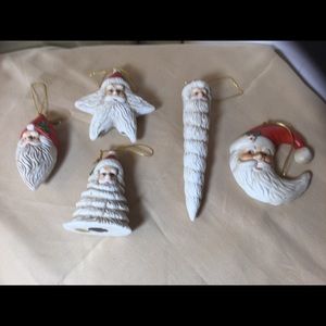 Santa Claus 🎅🏻 Christmas ornaments ceramic  holiday items.  Set of 5 each.